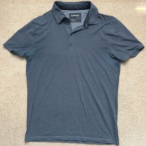 Express Gray and Navy Stretch Polo - Medium